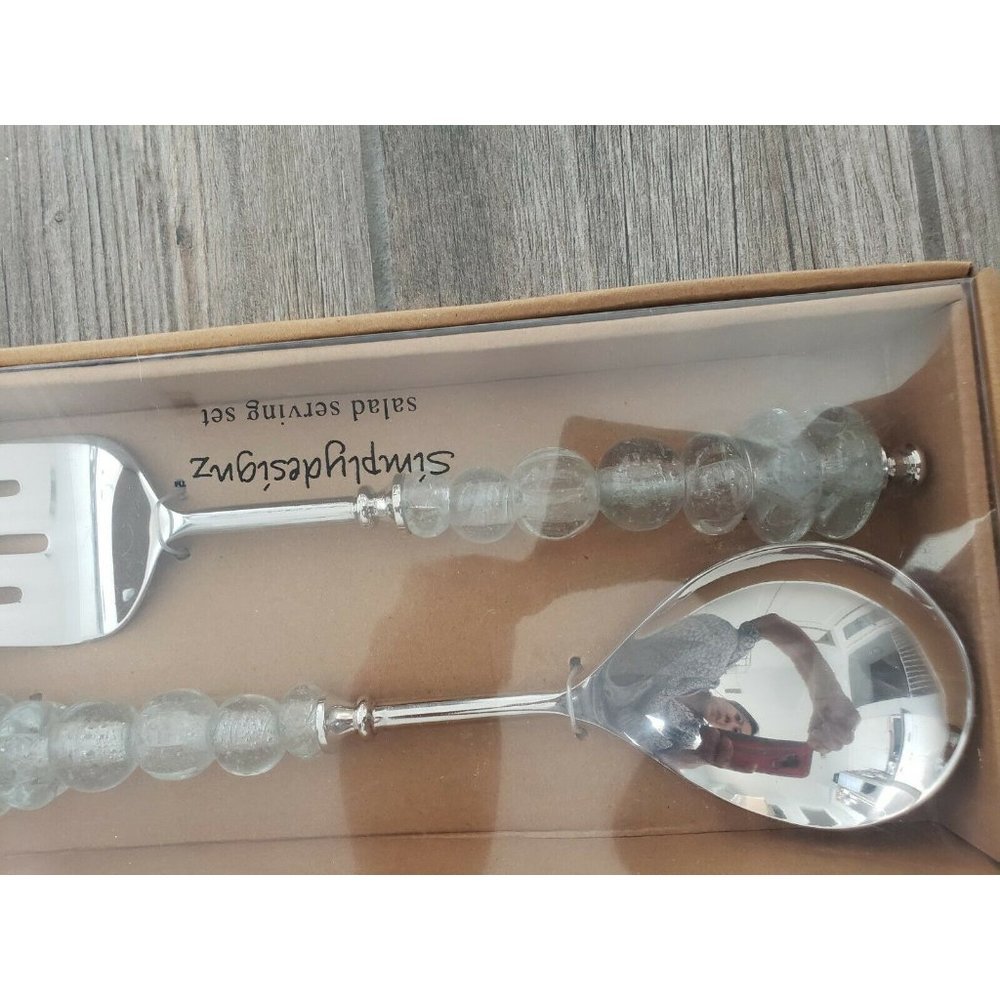 Simply Designz Salad Serving Set With Crystal
